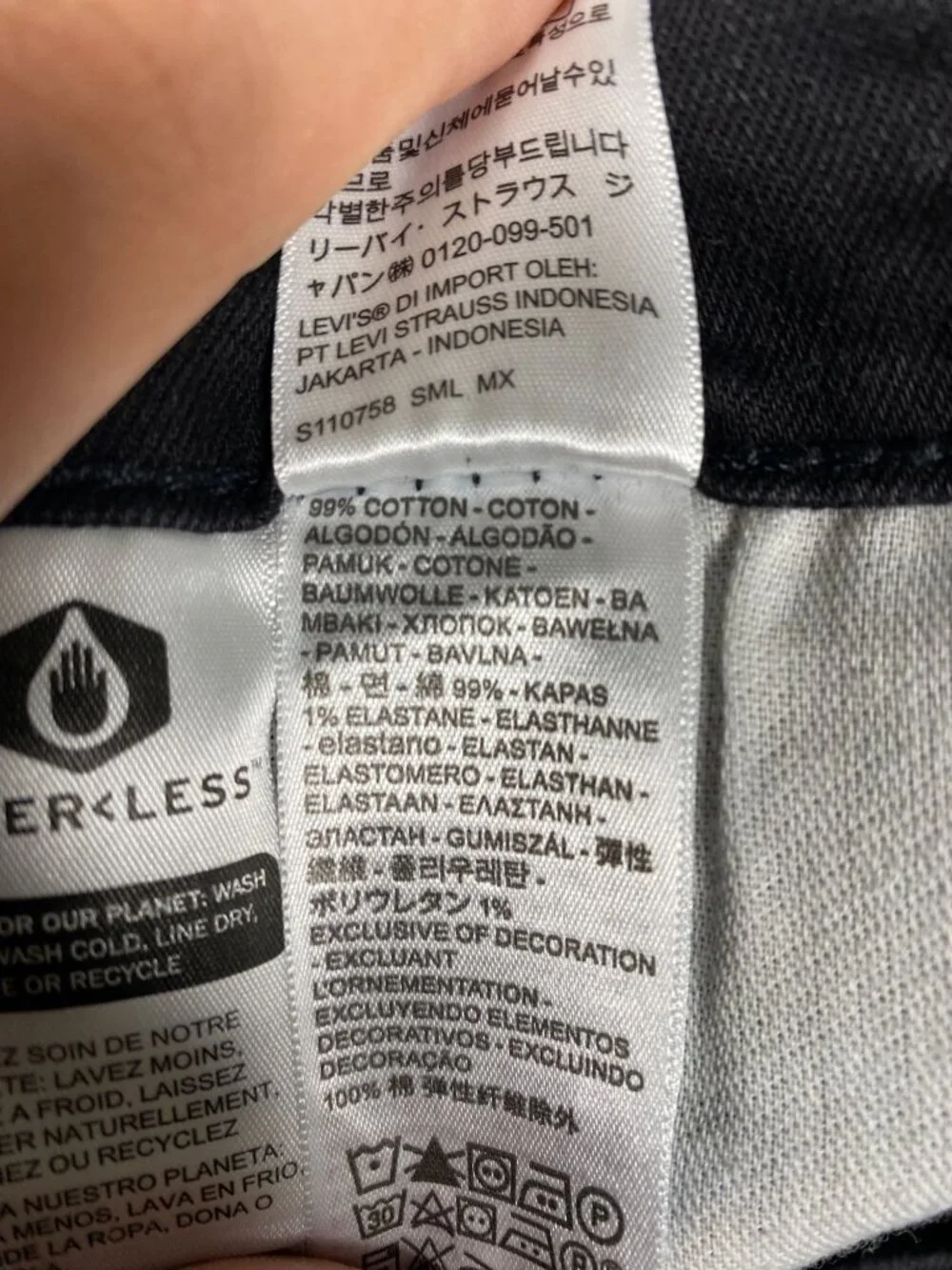 Levis 511 Mens Black Straight Fit Jeans W34 L32 Cotton Blend Waterless